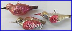 8 VTG Antique Mercury Glass German Bird Xmas Ornaments No Tails