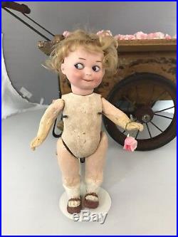 9 Antique Bisque Head German Doll GB 253 AM Googly Nobbi Kid