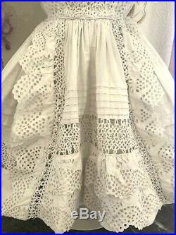 AMAZING 1800's ANTIQUE Embroidery Child Dress For Large Jumeau, Bru, German Doll
