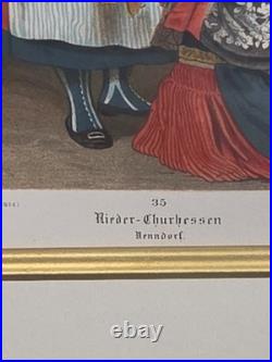 ANTIQUE ALBERT KRETSCHMER GERMAN COSTUME CHROMOLITHOGRAPHS 3 MATCHED c 1870-1885