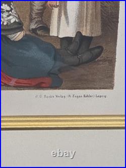 ANTIQUE ALBERT KRETSCHMER GERMAN COSTUME CHROMOLITHOGRAPHS 3 MATCHED c 1870-1885