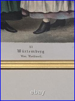 ANTIQUE ALBERT KRETSCHMER GERMAN COSTUME CHROMOLITHOGRAPHS 3 MATCHED c 1870-1885