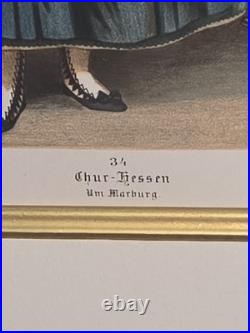 ANTIQUE ALBERT KRETSCHMER GERMAN COSTUME CHROMOLITHOGRAPHS 3 MATCHED c 1870-1885