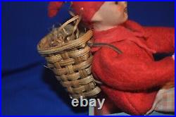 ANTIQUE GERMANY Candy Container Easter Pull Toy Cart w Composition Boy Elf 9