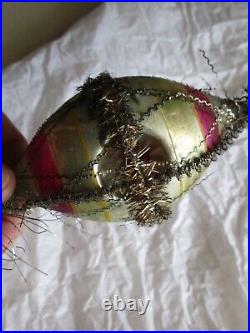 ANTIQUE GERMAN BLOWN GLASS CHRISTMAS ORNAMENT- Early Heavily Wire-Wrapped Indent ANTIQUE GERMAN BLOWN GLASS CHRISTMAS ORNAMENT- Early Heavily Wire-Wrapped Indent