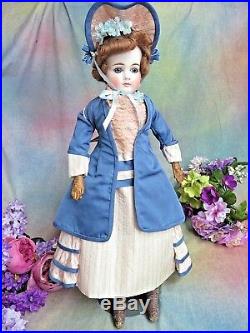 ANTIQUE German BISQUE Fashion DOLL Closed MOUTH Belton type VICTORIAN DRESS 20