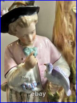 ANTIQUE German SITZENDORF Porcelain Dresden Figural CANDELABRAS Set Of 2 READ