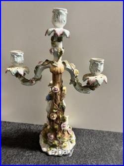 ANTIQUE German SITZENDORF Porcelain Dresden Figural CANDELABRAS Set Of 2 READ