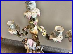 ANTIQUE German SITZENDORF Porcelain Dresden Figural CANDELABRAS Set Of 2 READ