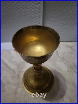 ANTIQUE VINTAGE BRASS CHALICE Goblet Hammered German 7 1/2