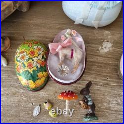 ANTIQUE VINTAGE PAPIER MACHE GERMAN Easter Egg PUTZ RUSTIC SHEEP CERAMIC BUNNY ANTIQUE VINTAGE PAPIER MACHE GERMAN Easter Egg PUTZ RUSTIC SHEEP CERAMIC BUNNY