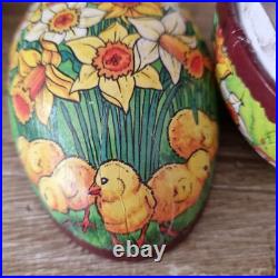 ANTIQUE VINTAGE PAPIER MACHE GERMAN Easter Egg PUTZ RUSTIC SHEEP CERAMIC BUNNY