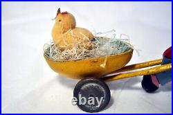 ANTIQUE VTG 1925 GERMAN Easter Cart Candy Container ART DECO PRIMITIVE BUNNY