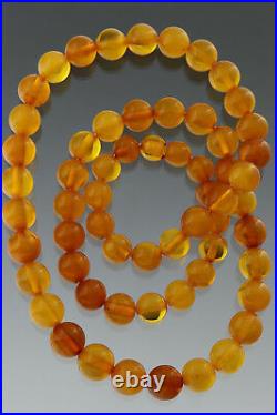 ANTIQUE Vintage Round Beads Butterscotch Genuine BALTIC AMBER Necklace 42g 80515