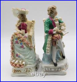 A Pair Vintage Antique German Porcelain Figurines of a Young Couple with Chairs