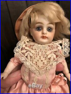 All Bisque Antique 7.5 Doll For The French Market with Companion Dog Display Box
