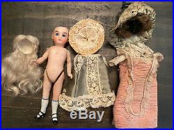 All Bisque French 5 2 Strap Shoes Mignonette Doll Cobalt Blue Eyes W 2 Outfits