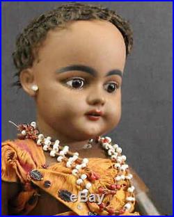 All Original Antique German Bisque Doll S & H #739 Black Doll