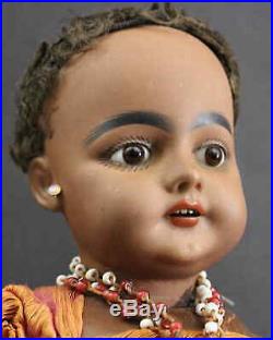 All Original Antique German Bisque Doll S & H #739 Black Doll