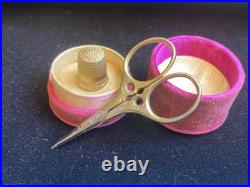 Antique 10K Solid Gold Thimble in Original Case & Vintage German Sewing Scissors Antique 10K Solid Gold Thimble in Original Case & Vintage German Sewing Scissors