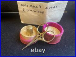 Antique 10K Solid Gold Thimble in Original Case & Vintage German Sewing Scissors Antique 10K Solid Gold Thimble in Original Case & Vintage German Sewing Scissors