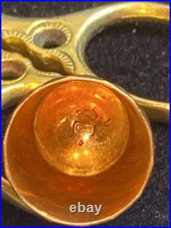 Antique 10K Solid Gold Thimble in Original Case & Vintage German Sewing Scissors Antique 10K Solid Gold Thimble in Original Case & Vintage German Sewing Scissors