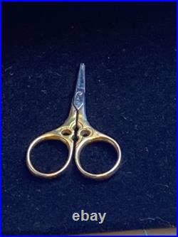 Antique 10K Solid Gold Thimble in Original Case & Vintage German Sewing Scissors Antique 10K Solid Gold Thimble in Original Case & Vintage German Sewing Scissors