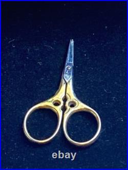 Antique 10K Solid Gold Thimble in Original Case & Vintage German Sewing Scissors Antique 10K Solid Gold Thimble in Original Case & Vintage German Sewing Scissors