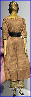 Antique 11 German 1800s Milliners Model Doll All Original Clothes With Long Hair