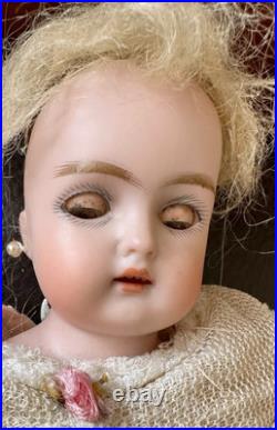 Antique 12 German Bisque Kestner Lady Doll With Cute Antique Outfit