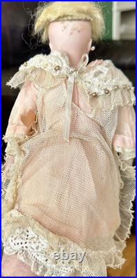 Antique 12 German Bisque Kestner Lady Doll With Cute Antique Outfit
