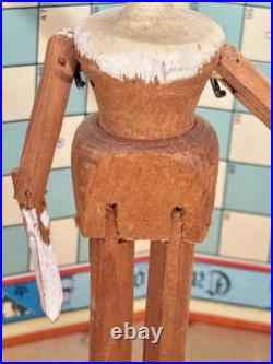 Antique 12 German Handcarved Wooden Grodnertal Doll Fully Jointed