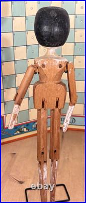 Antique 12 German Handcarved Wooden Grodnertal Doll Fully Jointed