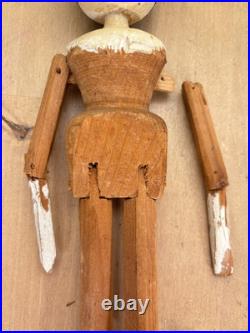 Antique 12 German Handcarved Wooden Grodnertal Doll Fully Jointed