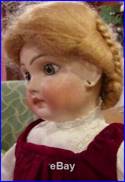 Antique 15 C1890 Closed Mouth Belton Doll withOrig Outfit & Mohair Wig