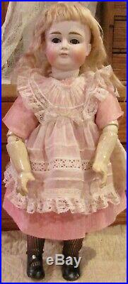 Antique 15 German Bisque Closed Mouth Kestner Doll on 8 Ball Straightwristed