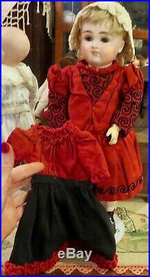 Antique 15 German Bisque Kestner Closed Mouth XII Doll with2 Outfits Straight Wr