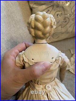 Antique 15 German Parian Doll With Fancy Hair And Collar With Provenance