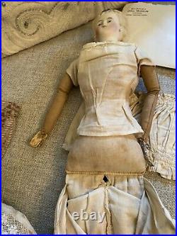 Antique 15 German Parian Doll With Fancy Hair And Collar With Provenance