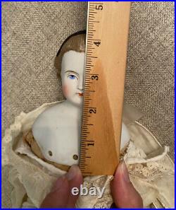 Antique 16 Alice In Wonderland Parian Doll With Rare Brown Hair Antique Clothes
