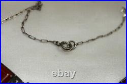 Antique 16 German Art Deco sterling silver carnelian agate marcasite necklace