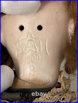 Antique 16 German Bisque Head Schoenau Hoffmeister 1909 Doll Comp Body Human Hr