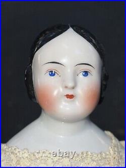 Antique 16 German Covered Wagon China Head Doll 1850s Blue Eyes Lovely Costume Antique 16 German Covered Wagon China Head Doll 1850s Blue Eyes Lovely Costume