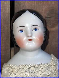 Antique 16 German Covered Wagon China Head Doll 1850s Blue Eyes Lovely Costume Antique 16 German Covered Wagon China Head Doll 1850s Blue Eyes Lovely Costume