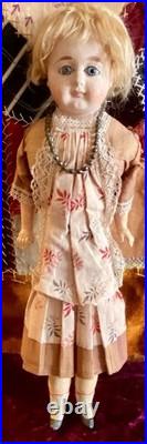 Antique 16 German Gorgeous Papermache Doll With Nice Orig Body, Outfit & Wig
