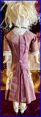 Antique 16 German Gorgeous Papermache Doll With Nice Orig Body, Outfit & Wig