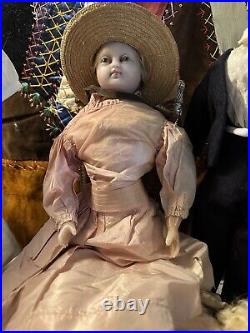 Antique 16 German Gorgeous Wax Doll With Inset Hair Orig Body And Outfit