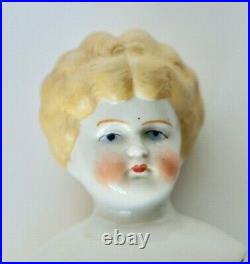 Antique 1800's German Doll China Porcelain Head Shoulder Cap & Limbs Fabric Body