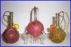 Antique 1800s 3 Wire Wrapped German Ornaments Hand Painted 2 Pitchers 1 Gourd Antique 1800s 3 Wire Wrapped German Ornaments Hand Painted 2 Pitchers 1 Gourd