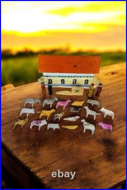 Antique 1800s German Erzgebirge Noah's Ark 22 piece hand-painted set Antique 1800s German Erzgebirge Noah's Ark 22 piece hand-painted set